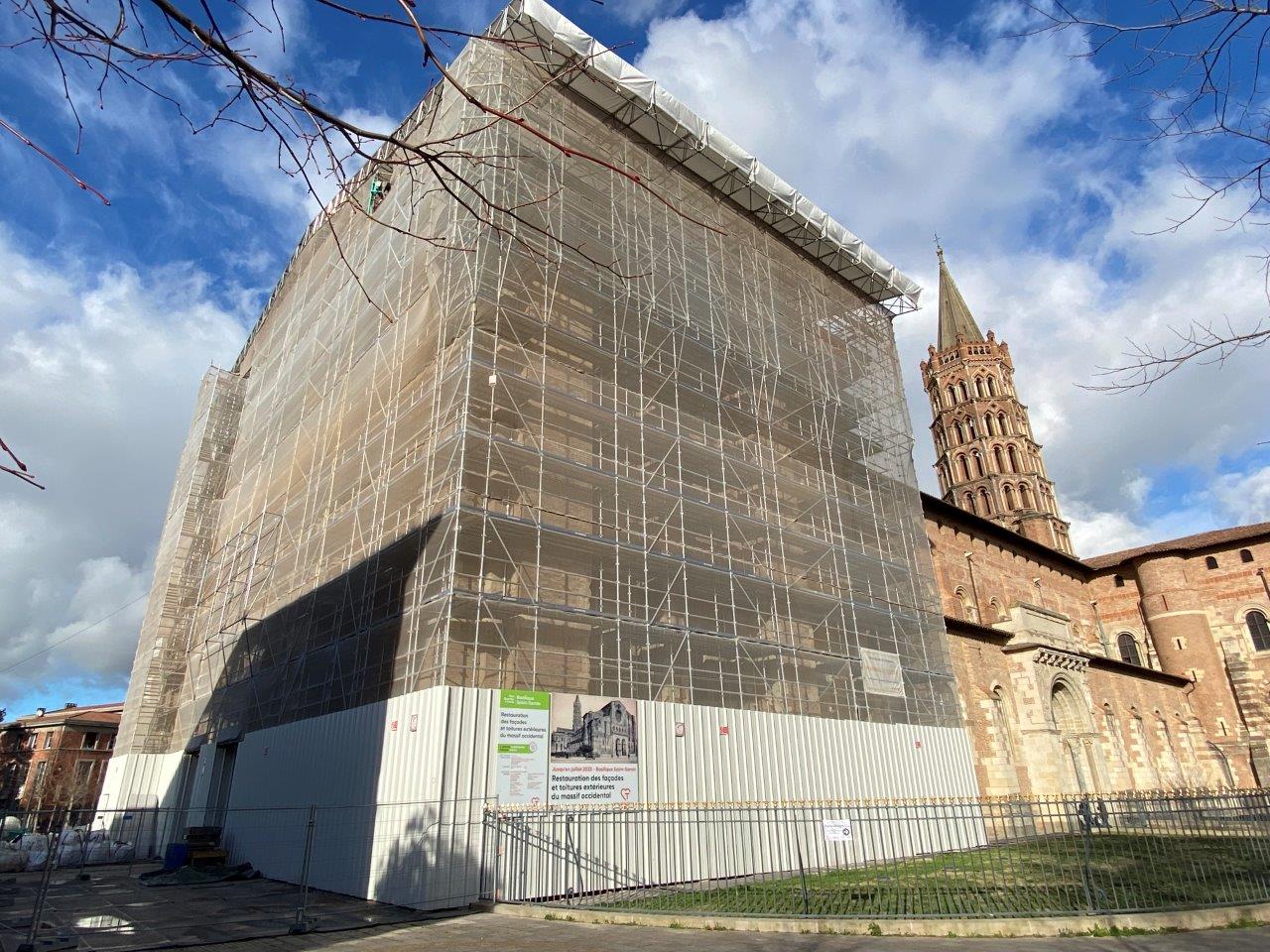 Echafaudage - Travaux basilique Saint-Sernin Toulouse