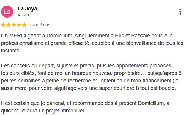 Recommandation Domicilium Chasseur Immo