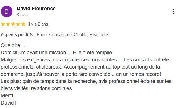 Avis client cinq étoiles Domicilium Toulouse immobilier