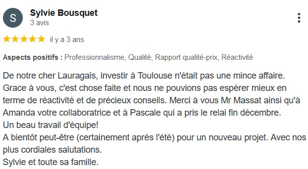 Avis client cinq étoiles Domicilium recherche appart Toulouse
