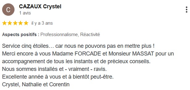 Avis client cinq étoiles Domicilium recherche maison Toulouse