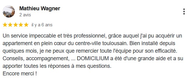 Avis Google Domicilium 5 étoiles chasseur Appart