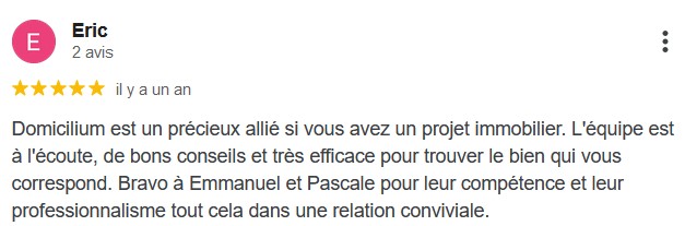 Avis Google Domicilium 5 étoiles chasseur de bien immobilier Toulouse