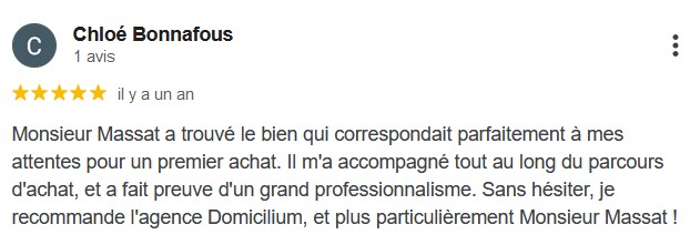 Avis Google 5 étoiles Domicilium Conseil et Chasseur Immobilier