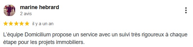 Avis Google 5 étoiles Domicilium votre chasseur immobilier