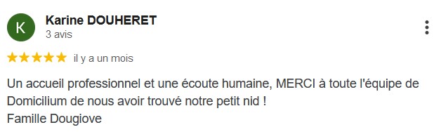 Avis client google 5 étoiles - Domicilium Chasseur Immo Toulouse