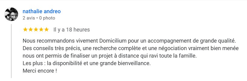 Témoignage client Domicilium, le top des chasseurs immobiliers