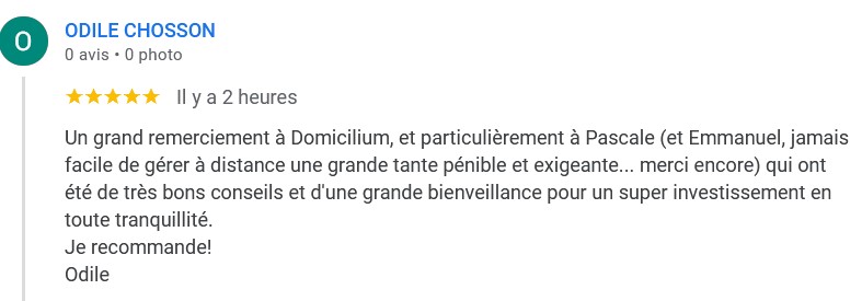Recommandation client DOMICILIUM Chasseur Immo Toulouse