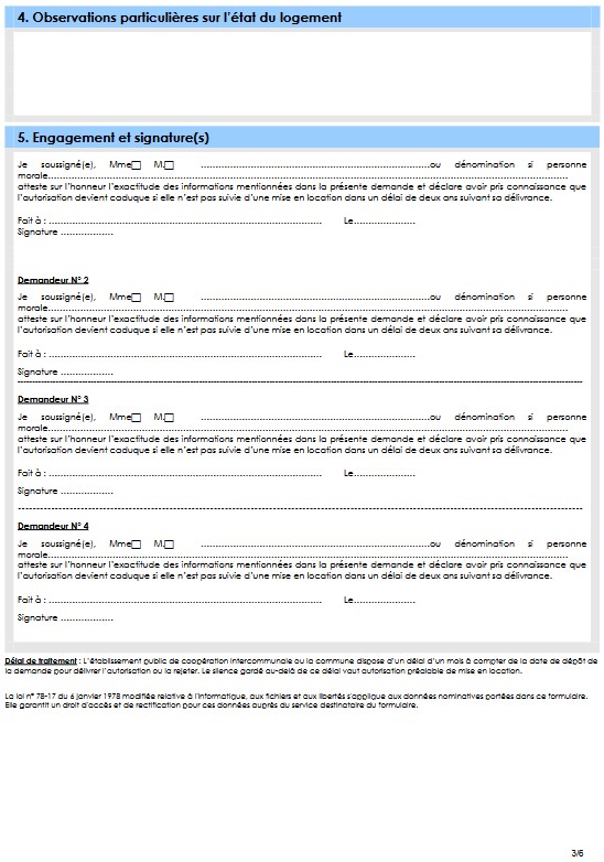 Cerfa autorisation préalable de mise en location (APML) 3 Cerfa autorisation préalable de mise en location (APML) 3