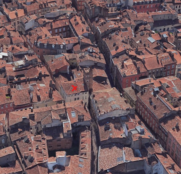 Immeuble rue Saint-Rome à Toulouse en vue du ciel avant son écroulement Immeuble rue Saint-Rome à Toulouse en vue du ciel avant son écroulement