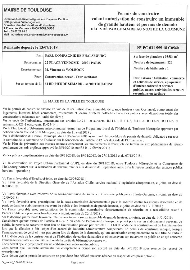 Permis de construire Tour Occitanie Permis de construire Tour Occitanie