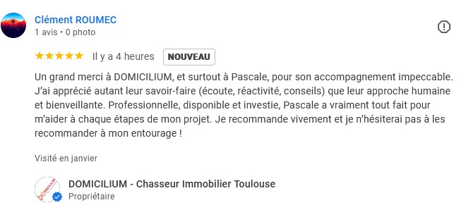 Avis Google Domicilium Témoignage 5 étoiles 
