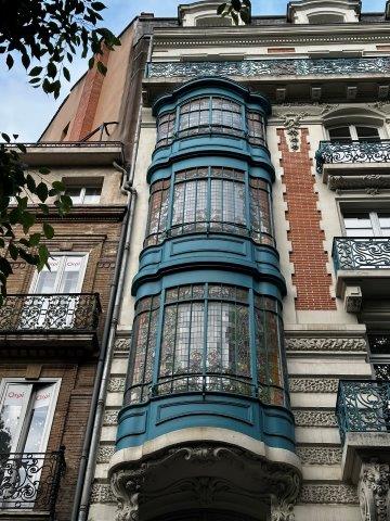 Oriel de vitraux immeuble art nouveau - Immeuble Doat boulevard Carnot - Toulouse