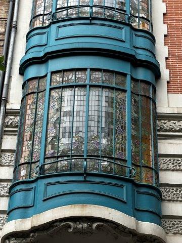 Oriel de vitraux - détail - immeuble art nouveau - Immeuble Doat boulevard Carnot - Toulouse