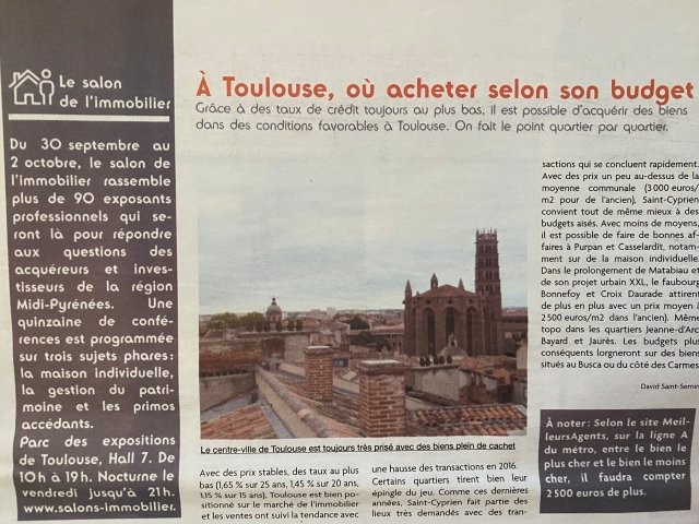 Hebdo Côté Toulouse septembre 2016 prix immobilier Hebdo Côté Toulouse septembre 2016 prix immobilier
